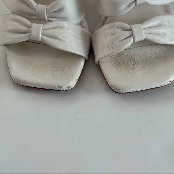 DELTAN White Leather Bow Heeled Sandals | Women’s Size 7M - Picture 3 of 6